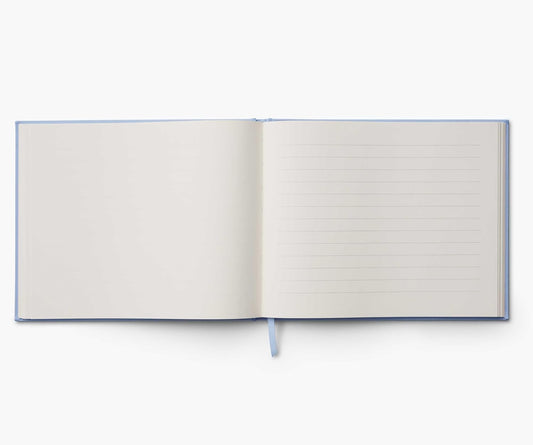 RIFLE PAPER CO. Hydrangea Embroidered Fabric Guest Book | Hard Cover Wrapped in Book Cloth & Ribbon Bookmark, (144 Ruled Pages Metallic Gold Ink, 10.25" W × 8.25" L)