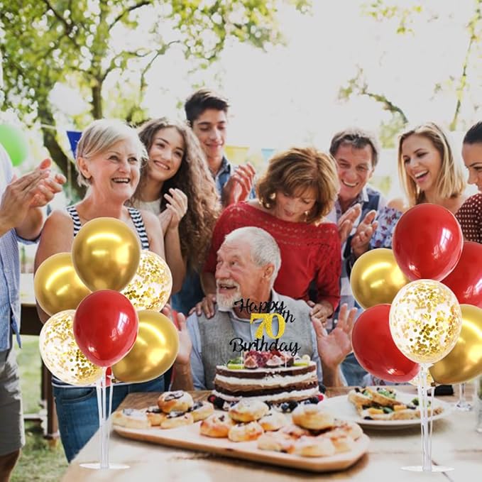 TONIFUL Red and Gold Balloon Stand Kit with Balloons for 2026 Graduation,Christmas,Wedding,Anniversary,Chinese New Year,Birthday Party Decorations,New Years Party Supplies 2026 (4 Set)