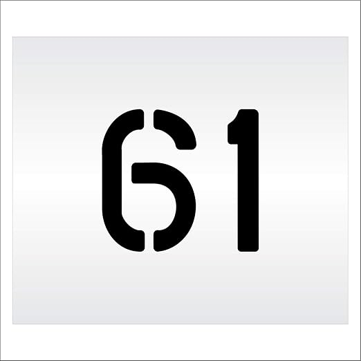 Pavement, Curb, and WheelStop Stencils - 6 inch Double Number Stencil - (61) - 6" x 6" x 1/16" (63 mil) - Light-Duty