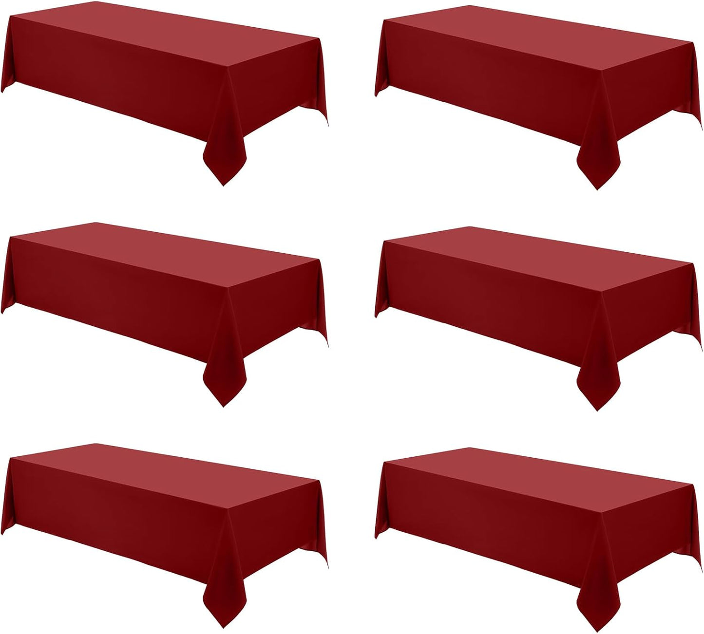 Rectangle Tablecloths 90x132 Inch 6 Pack Red Tablecloth Washable Decorative Linen Polyester Table Cloths for Dining Table Banquets Buffet Parties and Wedding