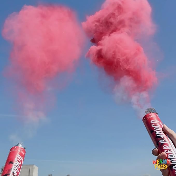 Red Powder Cannon Poppers, WERISE Party Biodegradable Smoke Poppers Cannon 12 Inch Powder Poppers for Birthday Party Valentines Day and Graduation 2 Pack