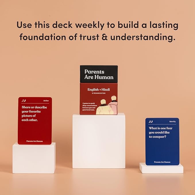 Parents Are Human, Relationship Cards, Get to Know Each Other Better, Parents, Families, Teens & Kids Relationship Building, Light & Deep Questions, 70 Questions & Activity Cards, English + Hindi