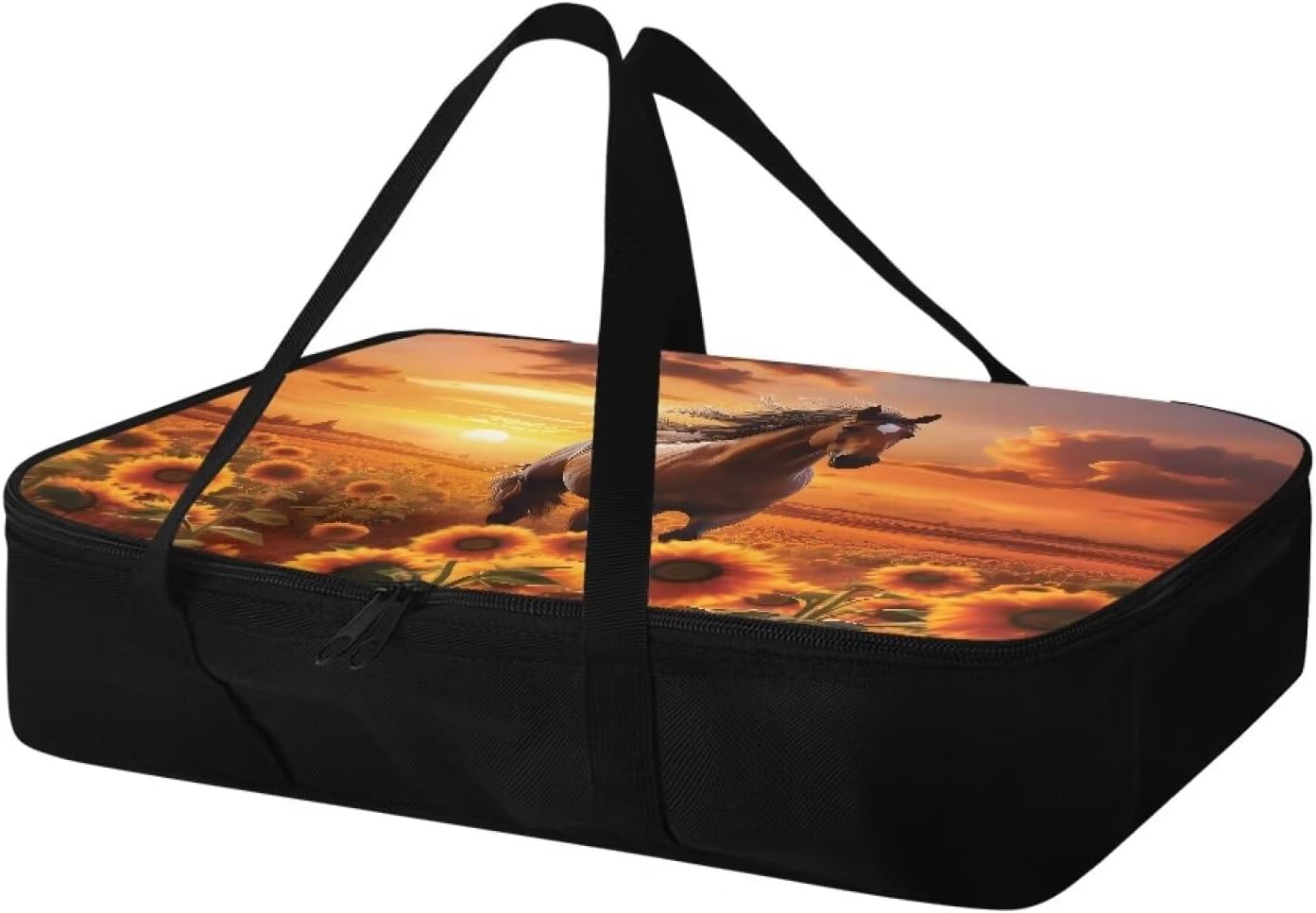 Sunflower Horse Insulated Casserole Carriers Thermal Bags for Hot or Cold Food with Heat Resistant Lining Zip Food Carriers Fits 11 x 15 or 9 x 13 Baking Dish