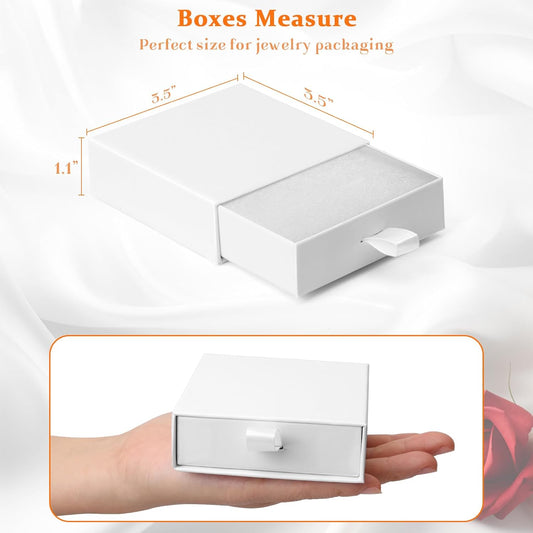 Jewelry Boxes, 5 Pack 3.5×3.5x1 Inch Small Jewelry Gift Box Bulk, Cardboard Jewelry Gift Necklace Ring Earring Boxes (White)