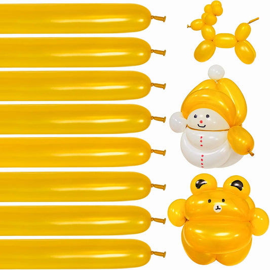 Gold 260 Balloons Thickened Shine Latex, Gold Long Balloons for Balloon Animals, 100Pcs Gold Long Skinny Balloons for Animala Twisting Wedding Kid's Party Suppies Decor.