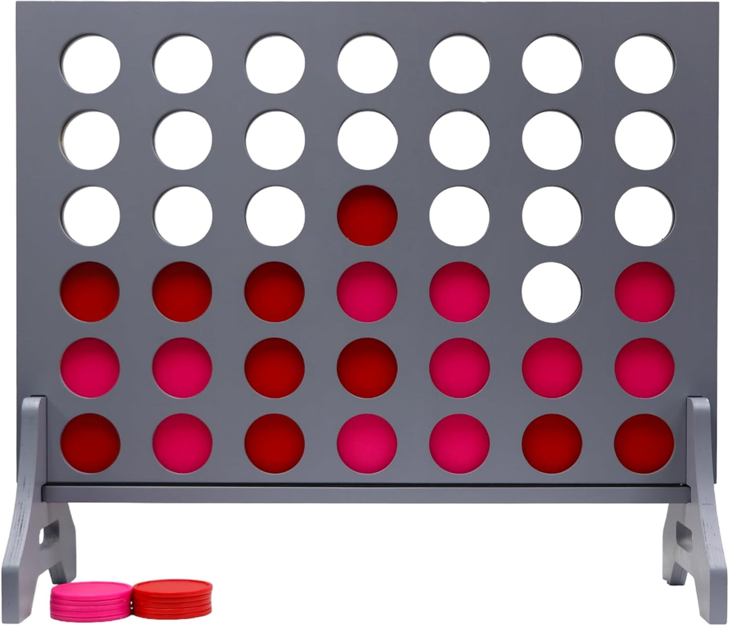 Tailgating Pros Premium Grey Giant Four in a Row with Carrying Case - Jumbo Oversized Outdoor Yard Game - Connect Multiple Pucks in a Row to Win - Many Puck Colors Available!