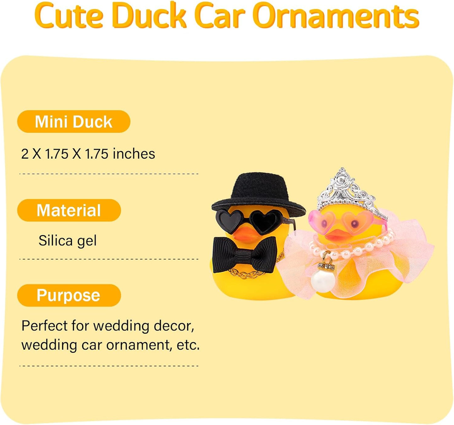 wonuu Pair Set of 2 Bride and Groom Rubber Ducks for Wedding Favors, Party Favors, Ceremony Gift Set, Marriage Souvenir, Marry Blessings, Aniversary Present, Pink Dress&Soft Top Hat