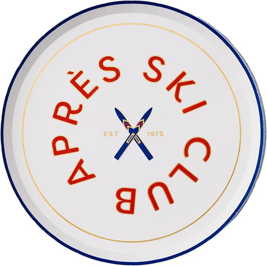 Bonjour Fête Après Ski Small Plates | Disposable Appetizer Plates for Winter Parties, Ski Lodge Events & Holiday Gatherings | Premium Party Supplies | Pack of 8, 8"