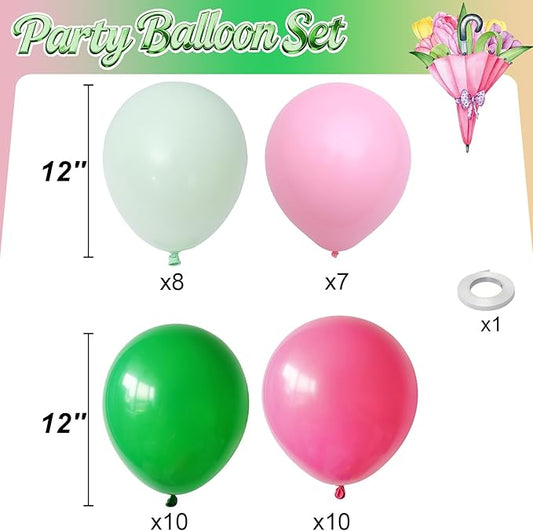 Pink and Green Balloons, 12 Inch Hot Pink Sage Green Balloons for Woodland Safari Baby Shower Wedding Tropical Hawaiian Summer Birthday Party Decorations