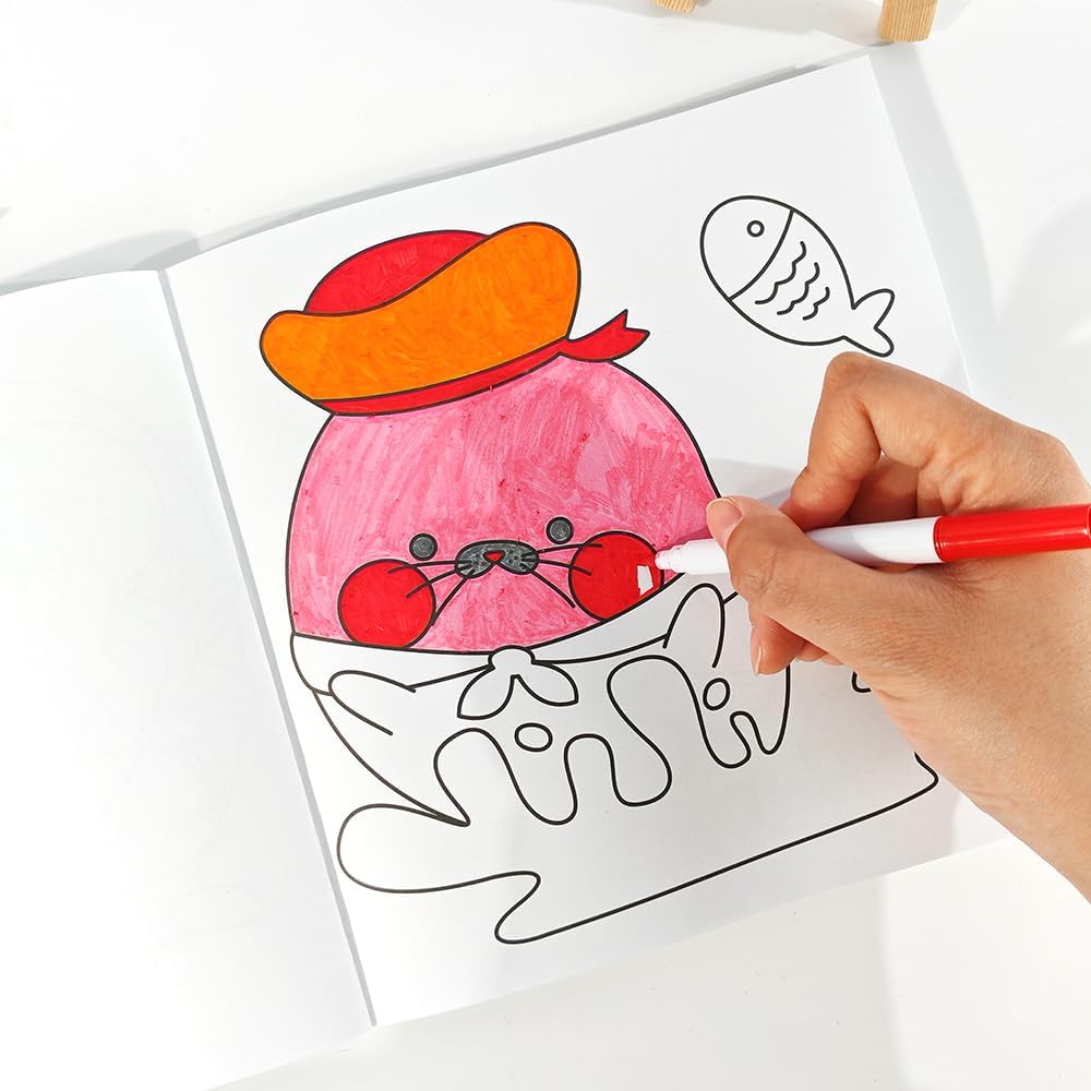 Adorable Coloring Book for Kids Ages 4–8: 40 Unique Single-Sided Pages to Prevent Bleed-Through | Thick Paper for Markers & Crayons | Screen-Free Learning Fun & Family Creative Gift (Ocean Scene)