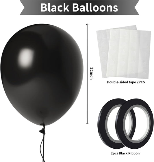 Black Balloons 100 Pack – 12 Inch Black Latex Balloons for Halloween, Graduation, New Year, Anniversary & Birthday Party