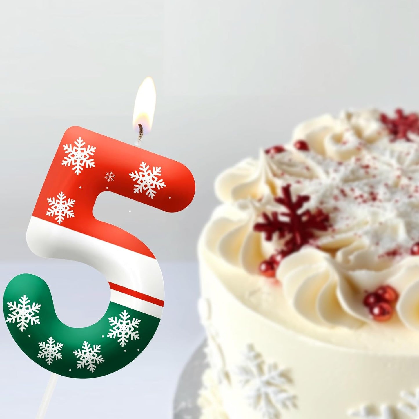 Christmas 2nd Birthday Number Candles, Number 2 Candle Cake Toppers for Christmas Themed Parties, 2nd Birthday Cake Candles for Boys and Girls, Kids Party Supplies