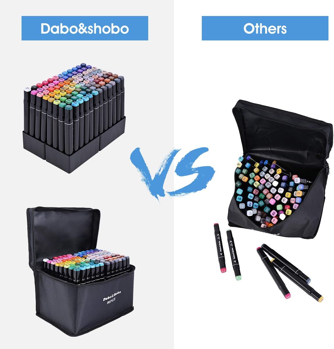 Dabo&Shobo 96 Color Alcohol Marker Pen, Bright Permanent Markers For Coloring, Markers For Adults Coloring Book, Wide Chisel And Fine Tip, Dual Tip Design Equipped with Black Suitcase