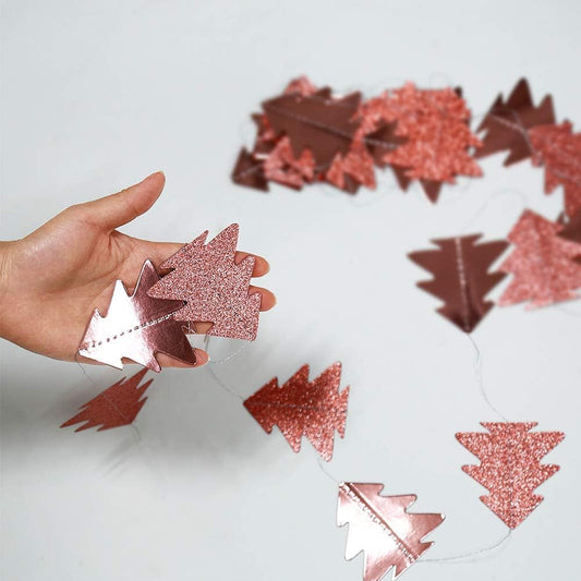 Sparkly Paper Christmas Tree Garland Kit for Home Party Decoration (Rose Gold)