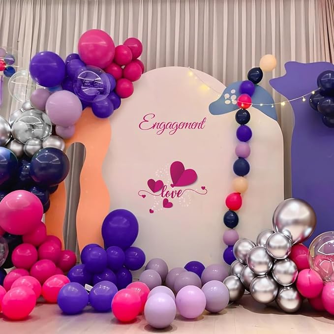 Purple Blue Red Balloon Garland Arch Kit, 167Pcs Hot Pink Midnight Blue Metallic Purple Silver and Star Foil Balloons for Princess Girl Women Birthday Bridal Baby Shower Party Decoration