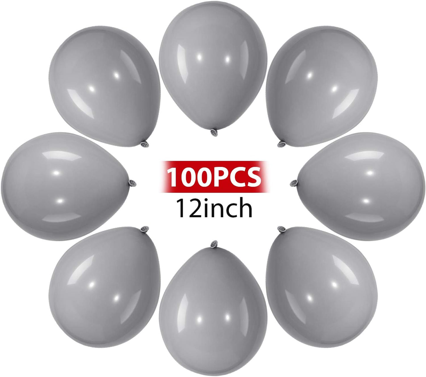 Hestya 100 Pieces 12 Inch Gray Balloons Latex Party Balloons Arch Garland Kit for Weddings, Bridal Shower, Graduation, Anniversary, Birthday Party Decoration