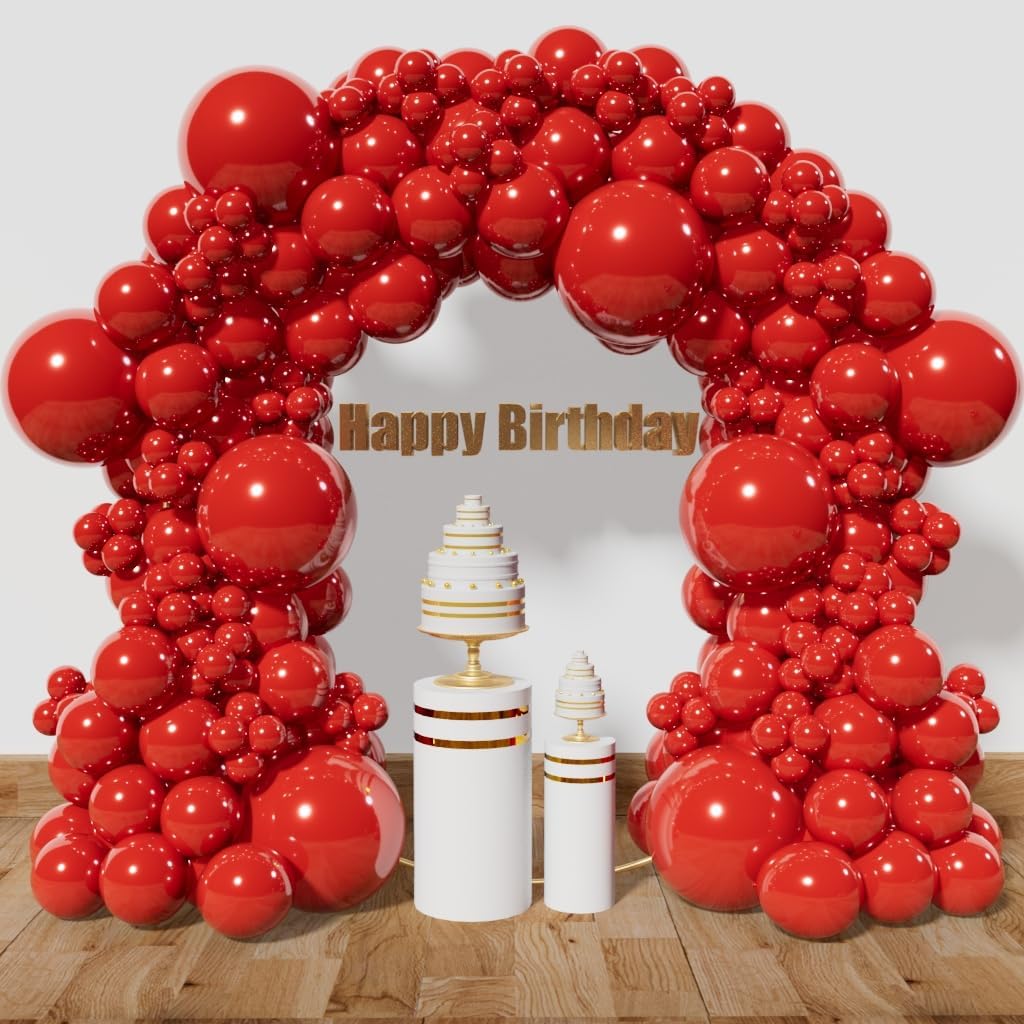 KAWKALSH Red Balloon Arch Kit 111Pcs 18 12 5 Inch Different Sizes Latex Balloons Garland for Birthday Graduation Bachelorette Cherry Casino Movie Theme Party Decorations
