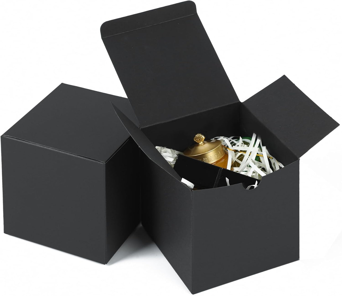 SHIPKEY 10 Pack Black Cardboard Gift Boxes with lids |4x4x4inch Square Boxes | Small Gift Boxes Suitable for Party, Wedding, Christmas, Holidays, Birthdays and All Other Occasions (10x10x10cm)