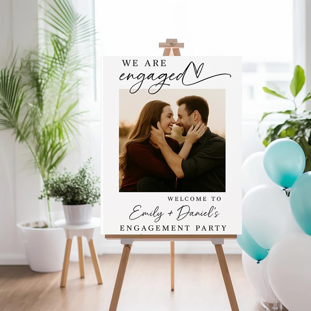 Personalized Engagement Welcome Sign, Engagement Party Sign, Engaged Decor for Couple - She Said Yes!, Decorations, Engaged Welcome, Custom Poster, Canvas, Wooden 2 Layer /2