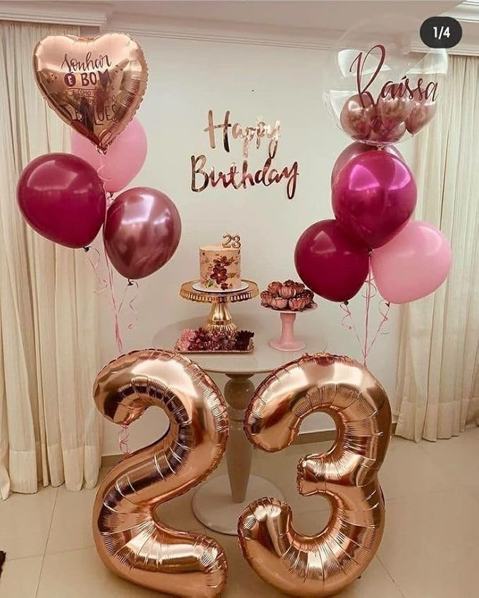 Numbers 40 Balloons, 40 Inch Rose Gold 40th Birthday Decoration for Women & Men, Large Foil Party Decorations for Engagement Celebration Memorial Day's Supplies