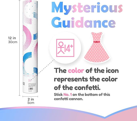 Gender Reveal Confetti Cannon - Biodegradable Powder & Confetti Poppers - Pink, 2Pack - Baby Girl Gender Reveal Smoke Bombs - Powder Cannon Party Poppers Pink Party Supplies