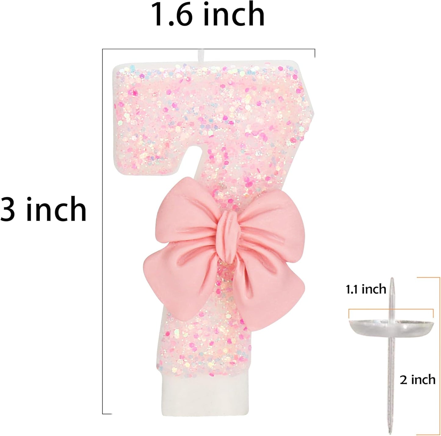 70th Birthday Candles for Cake, Pink Bow Number Cake Candles, 2.76 inch Number Happy Birthday Candle, Cake Topper Decoration for Birthday Party (Number 70)