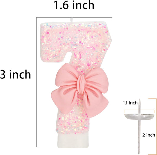 70th Birthday Candles for Cake, Pink Bow Number Cake Candles, 2.76 inch Number Happy Birthday Candle, Cake Topper Decoration for Birthday Party (Number 70)