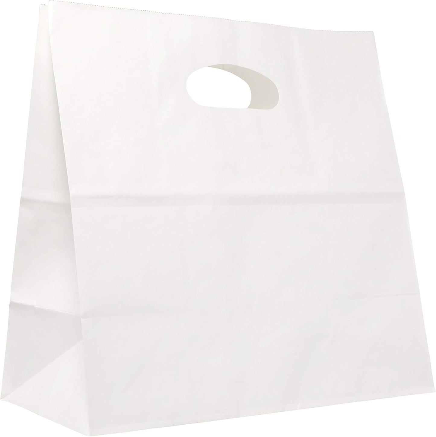PTP BAGS White 11" x 6" x 11" Die Cut Tote Bags [Pack of 500] Kraft Paper Gift, Food Service Bags