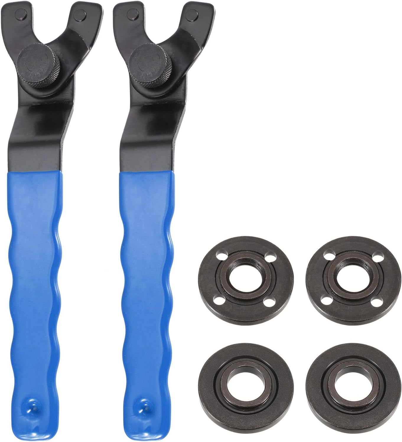 HARFINGTON Adjustable Angle Grinder Wrench Set 0.4"-1.9" Range Universal Lock Nut Pin Spanner Wrench with Grinder Shaft Nut for Angle Grinder Table Grinder, Blue