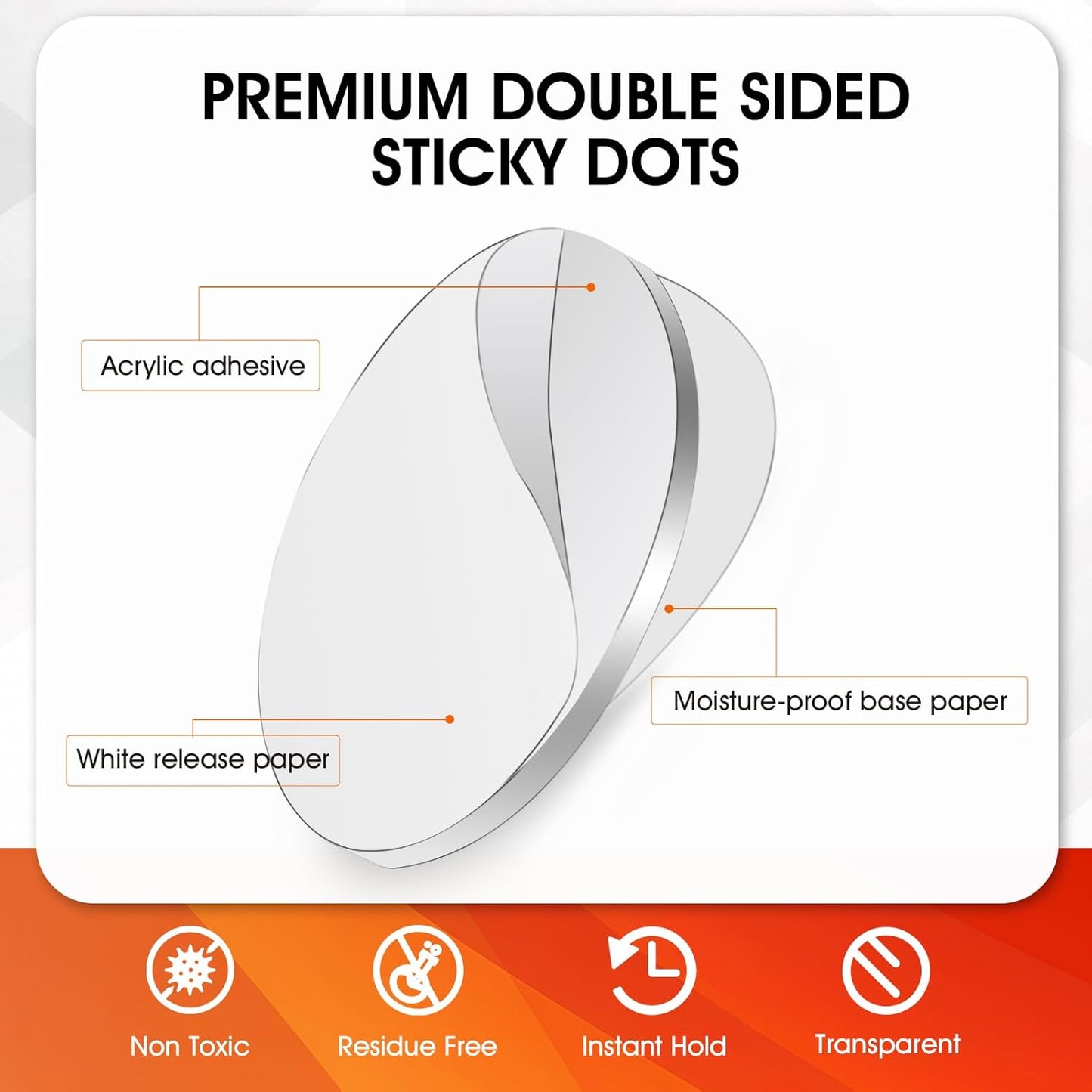 AROIC 1000 Pcs Sticky Dots, 0.8" Poster Putty Adhesive Stickers for Wall Hanging Crafts Balloons Festival Party Decorations, Sticky Tack Round No Trace Double Sided Tape Dots Waterproof Small Stickers