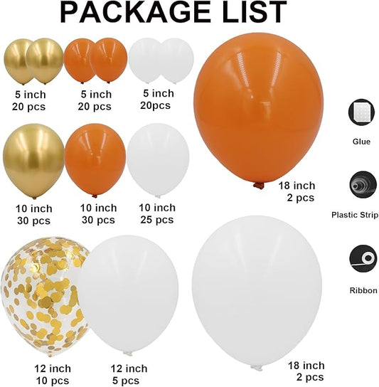 Orange and Gold Confetti Balloon Garland Arch Kit 164pcs Orange Chrome Gold White Balloons for Birthday Thanksgiving Wedding Decoration Baby Shower Decorations Birthday Party Decorations