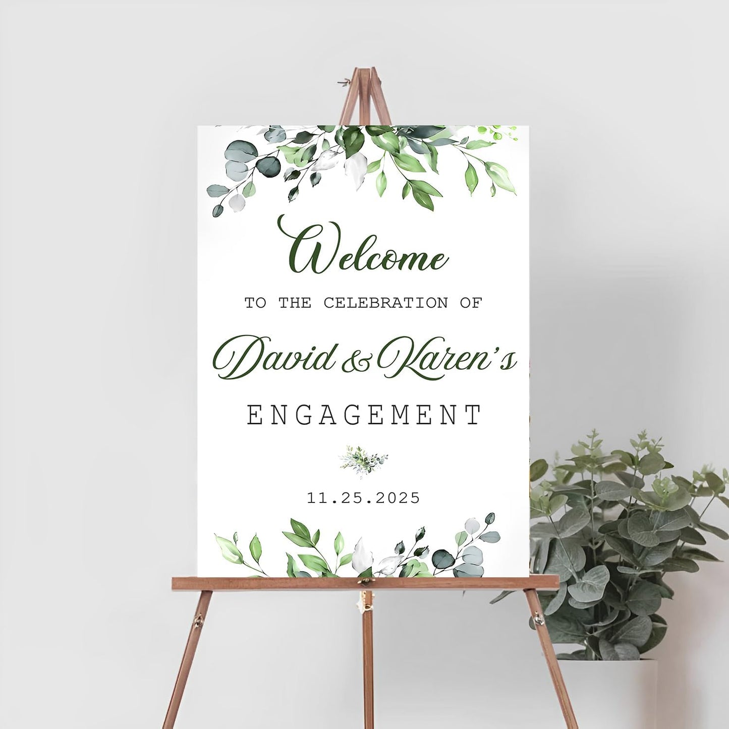 Greenery Engagement Signs Personalized, Welcome To The Celebration Sign For Engagement, Engagement Welcome Sign, Engagement Party Decorations, Engagement Party Table Decorations