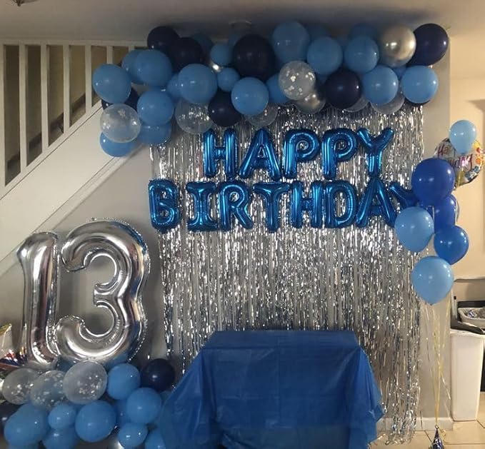 [52 PCS] 16" Foil Blue Letter Balloons 2 Sets of A-Z, Mylar Aluminum Hanging Alphabet for Graduation New Year eve Birthday Party Decorations