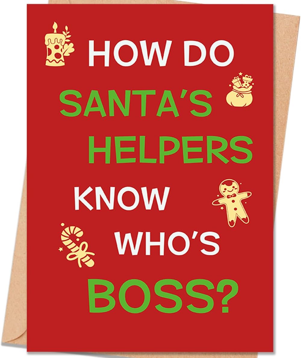 Funny Boss Christmas Card Gift for Women Men, Christmas Thank You Card for Boss