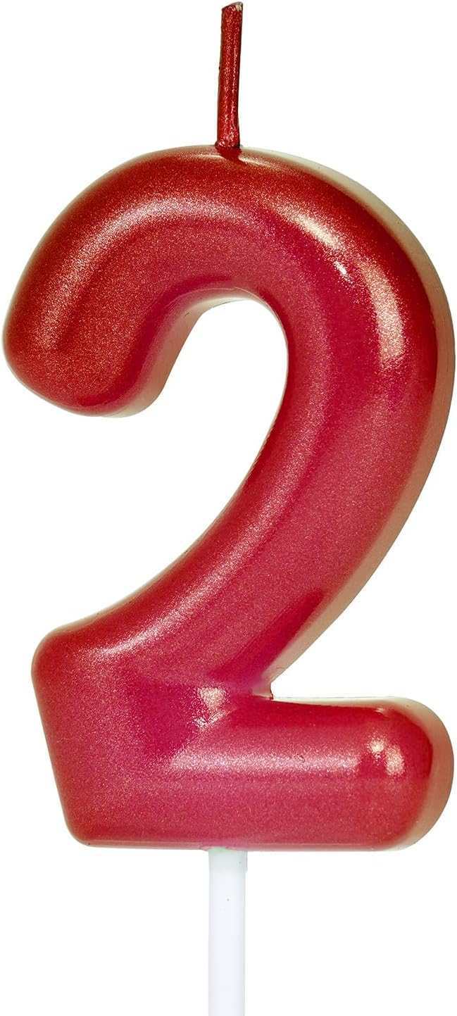 Red Number 2 Birthday Candles, Cake Toppers for Birthday/Baby Shower/Anniversary/Wedding Party Celebrating/Decorating. (Red Number 2)