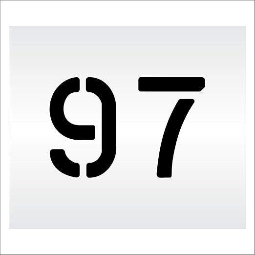 Pavement, Curb, and WheelStop Stencils - 6 inch Double Number Stencil - (97) - 6" x 9" x 1/16" (63 mil) - Light-Duty