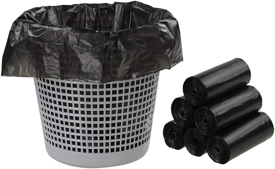 Ramddy 1.5 Gallon Small Trash Bags, Black, 6 Roll/150 Counts