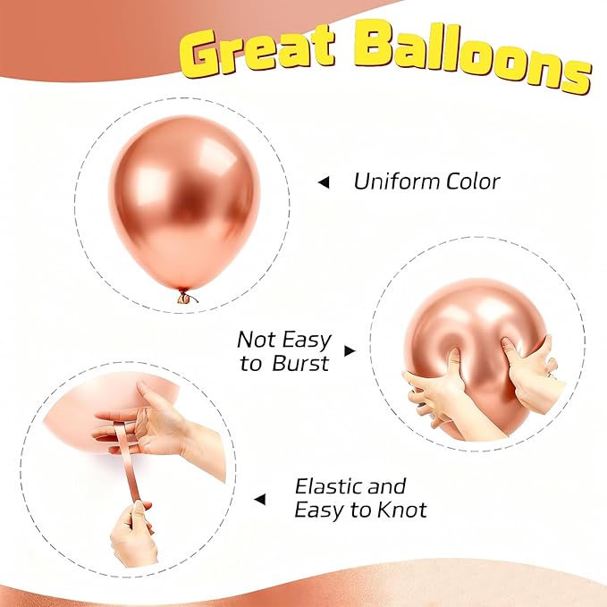 Rose Gold Balloons - 60PCS 12 Inch White Pearl,Rose Gold, Dark Red,Rose Gold Confetti Balloons for Wedding, Birthday, Baby Shower Party Decor