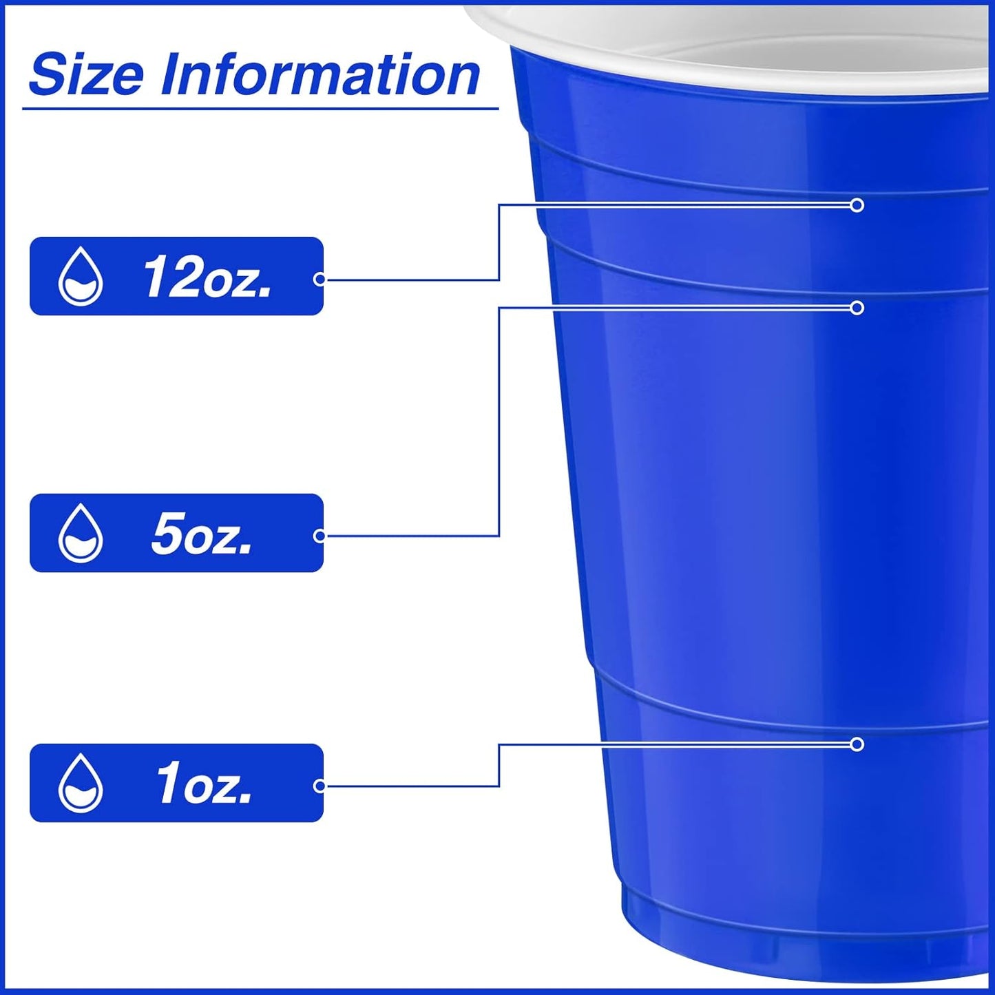 Lounsweer 100 Pack 16 Ounce Christmas Plastic Party Cups Disposable Heavy Duty Drinking Water Cups for Holiday Christmas Festival Wedding New Year Birthday Party Supplies(Blue)