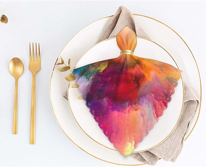 Yibeas Color Explosion Series Cloth Napkins Dinner Table Napkins Imagination, Creativity and Art Washable Reusable Napkins Set of 4 Home Holiday Party Wedding 18 x 18 inch