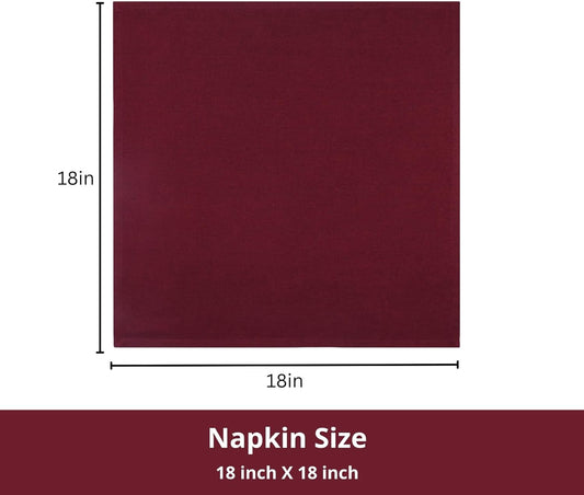 PurpleEssences Set of 12 Cloth Dinner Napkins 100% Cotton 18x18 Inch - Soft Durable Washable - Ideal for Farmhouse Party Fall Thanksgiving - Perfect Everyday Use Table Linen - Burgundy
