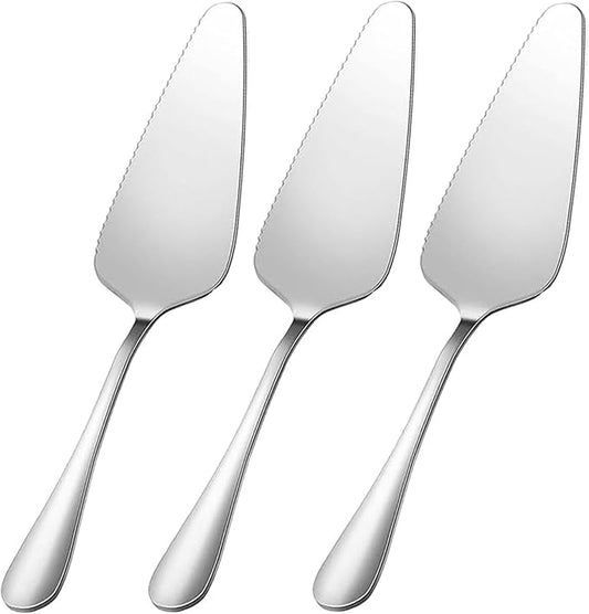 tiokin Cake Pie Servers Set,Stainless Steel Pizza Cake Slicer Server,Cake Cutter with Serrated Edges for Kitchens Restaurants Brithday Parties Set of 3