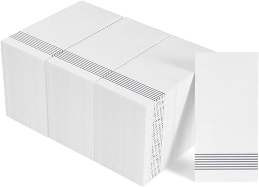 LITOPAK 300 Pack Disposable Guest Towels, Disposable Hand Towels for Bathroom, Paper Dinner Napkins for the Kitchen, Soft, Party Napkins, and Wedding Napkins(Silver)