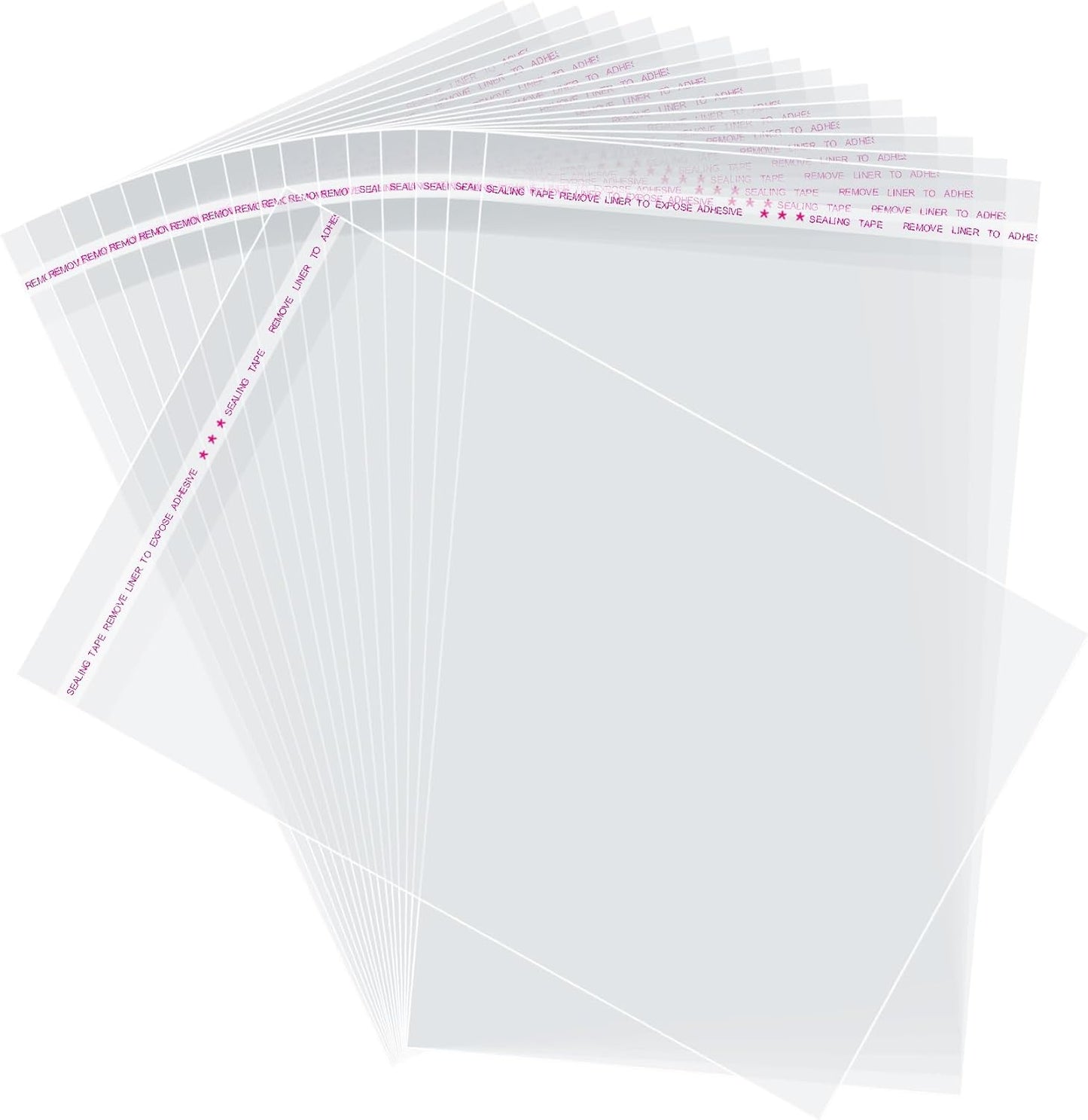 Morepack Self Sealing Cellophane Bags, 8x12 Inches 200 Pcs Clear Resealable Cellophane Bags Self Adhesive