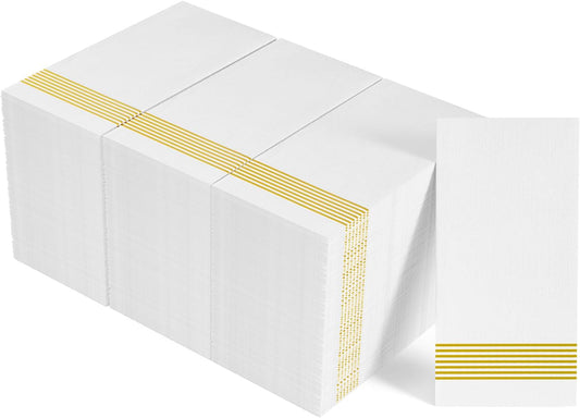 LITOPAK 300 Pack Disposable Guest Towels, Disposable Hand Towels for Bathroom, Paper Dinner Napkins for the Kitchen, Soft, Party Napkins, and Wedding Napkins(Gold)