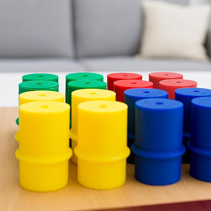Menethil Trouble Board Game Replacement Parts - 16 Piece Set (Red, Green, Blue, Yellow) - Movers, Pawns & Pegs