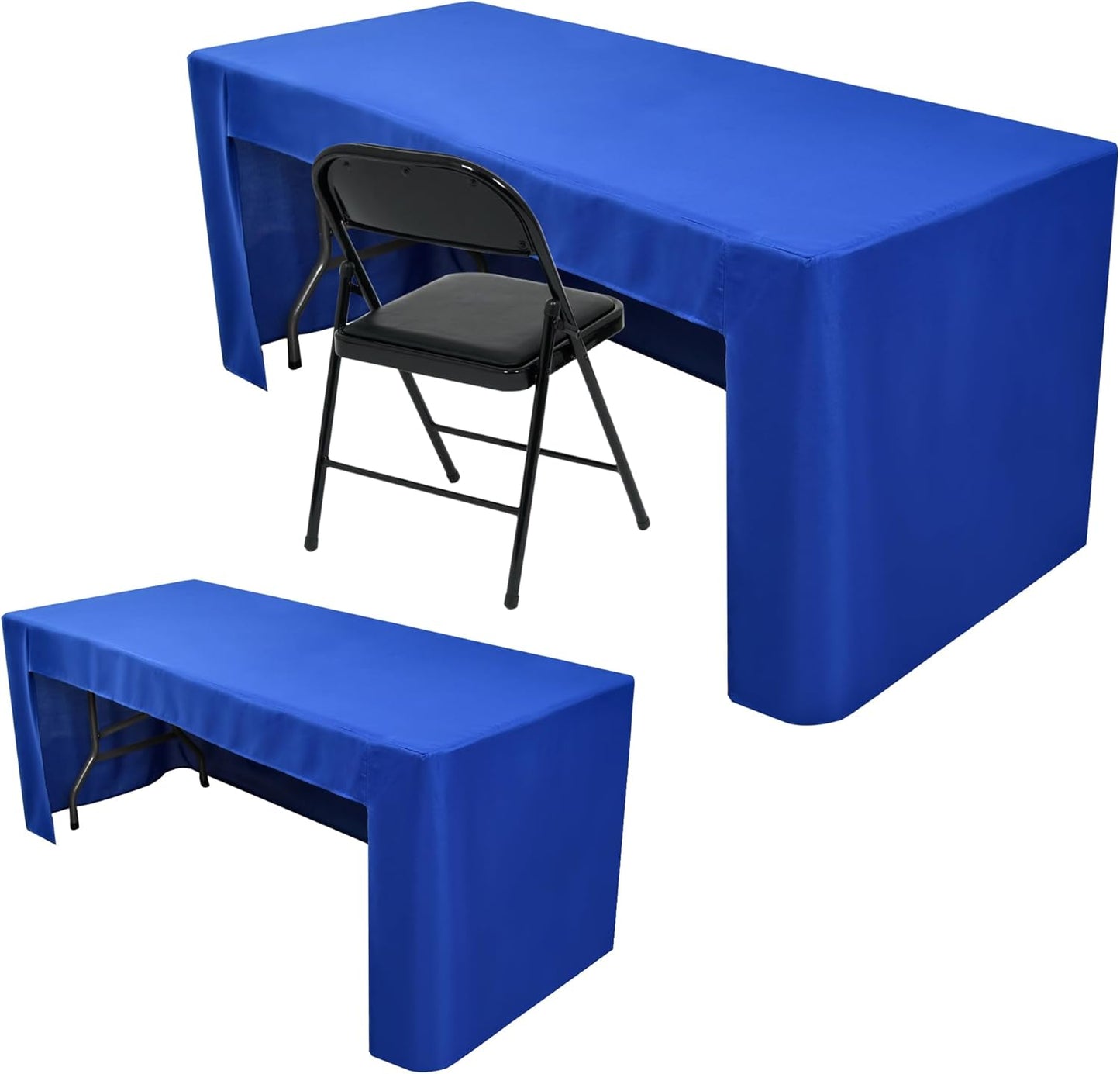 Nasitos 2 Pack Fitted Tablecloth for 4 Foot Tables-Royal Blue Open Back Folding Table Cover Washable and Wrinkle Resistant Table Cloth for Trade Show, Book Fair, Career Fair, Convention, Events