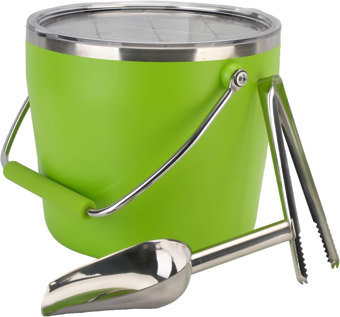 7L Beverage & Ice Bucket with Lid, Stainless Steel, Includes Scoop & Tongs, Holds 6 Beer Bottles or 3 Wine Bottles, Keeps Drinks Cold for Hours, Easy Carry Handle for Parties & Outdoor