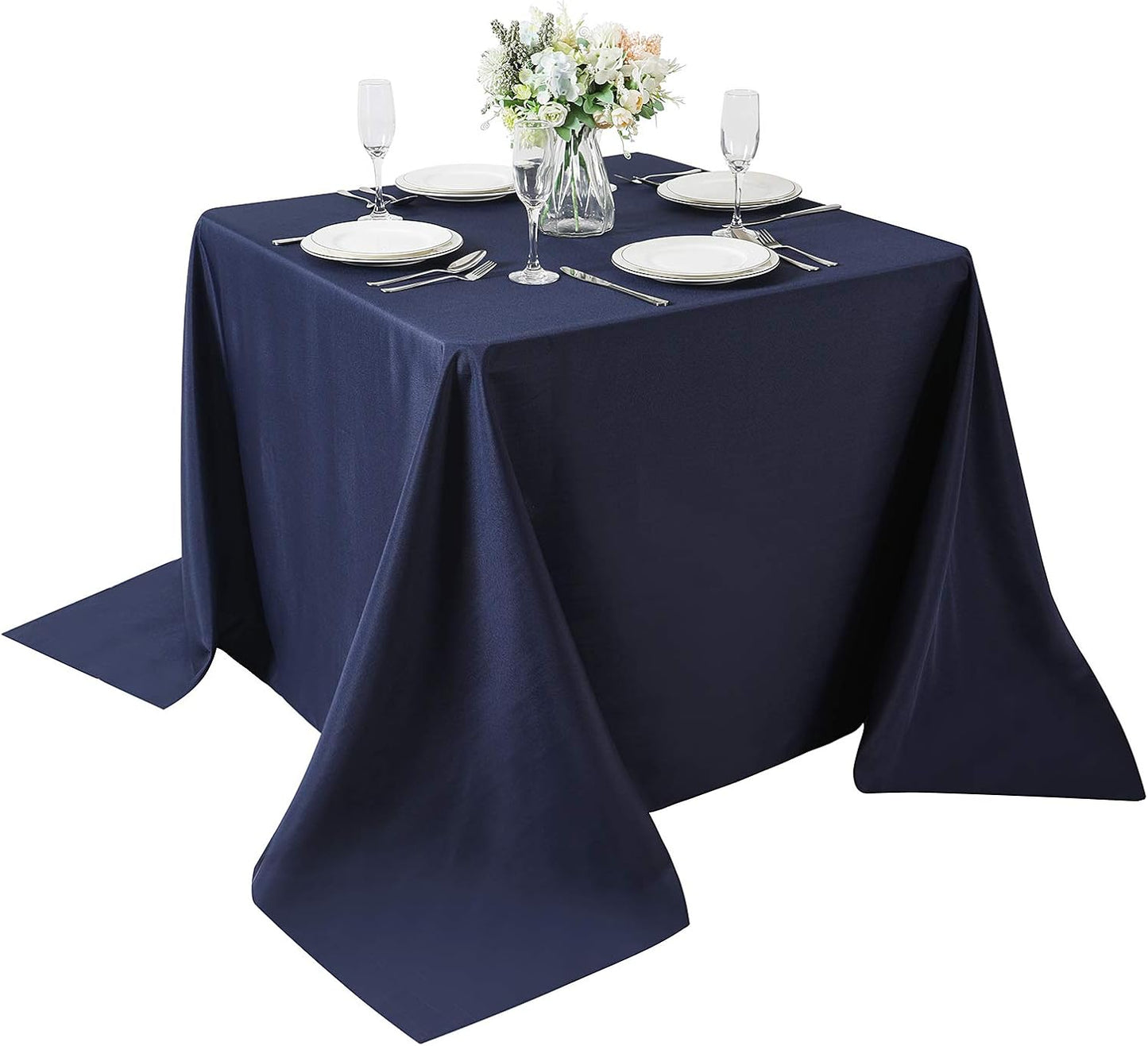 Cupuamon Square Tablecloth 90x90 inch Washable Polyester Fabric Table Cloth for Wedding Party Dining Banquet Decoration（90x90,Navy）