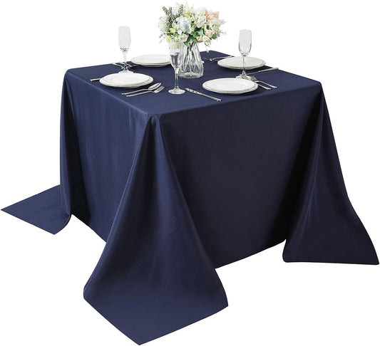 Cupuamon Square Tablecloth 90x90 inch Washable Polyester Fabric Table Cloth for Wedding Party Dining Banquet Decoration（90x90,Navy）